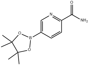 5-(4,4,5,5-四甲基-1,3,2-二氧杂环戊硼烷-2-基)吡啶酰胺, 1257553-74-4, 结构式