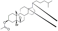 5-ブロモ-6β,19-エポキシ-5α-コレスタン-3β-オールアセタート 化学構造式