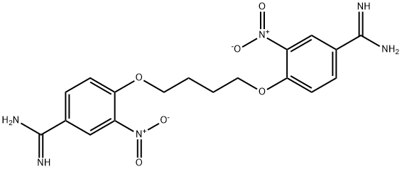 4-[4-(4-carbamimidoyl-2-nitro-phenoxy)butoxy]-3-nitro-benzenecarboximi damide Structure