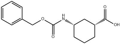 (1R,3S)-3-(カルボベンゾキシアミノ)シクロヘキサンカルボン酸 化学構造式