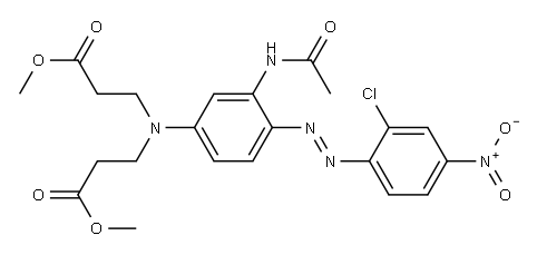 methyl N-[3-(acetylamino)-4-[(2-chloro-4-nitrophenyl)azo]phenyl]-N-(3-methoxy-3-oxopropyl)-beta-alaninate Struktur