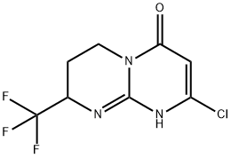 8-chloro-2-(trifluoromethyl)-3,4-dihydro-1H-pyrimido[1,2-a]pyrimidin-6(2H)-one 化学構造式