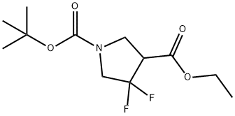 1-叔丁基3-乙基4,4-二氟吡咯烷-1,3-二甲酸酯, 1260887-81-7, 结构式