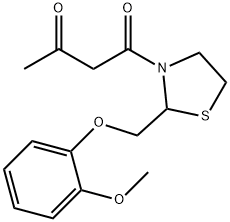 1-[2-[(2-methoxyphenoxy)methyl]thiazolidin-3-yl]butane-1,3-dione Structure