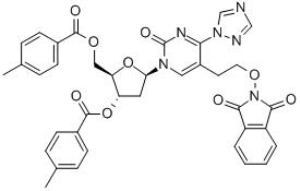 1-(3,5-DI-O-(P-TOLUOYL)-BETA-D-2-DEOXYRIBOFURANOSYL)-5-(2-(PHTHALIMIDOOXY)ETHYL)-4 (1,2,4-TRIAZOL-1-YL)-1H-PYRIMIDIN-2-ONE Struktur