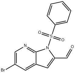 5-Bromo-1-(phenylsulfonyl)-1H-pyrrolo-[2,3-b]pyridine-2-carbaldehyde, 1261365-67-6, 结构式
