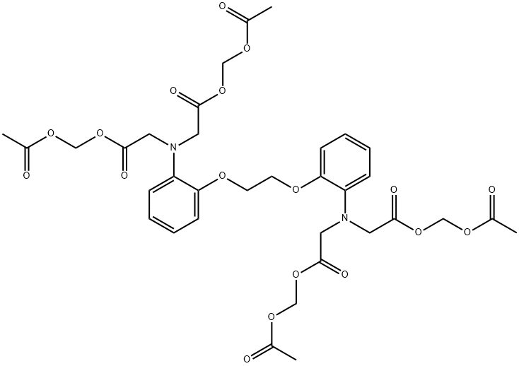 1,2-ビス(2-アミノフェノキシ)エタン-N,N,N',N'-四酢酸テトラキス(アセトキシメチル) 化学構造式