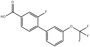 3-Fluoro-4-(3-trifluoromethoxyphenyl)benzoic acid Struktur