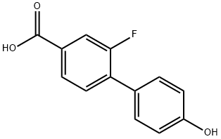 2-フルオロ-4'-ヒドロキシ-[1,1'-ビフェニル]-4-カルボン酸 化学構造式