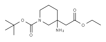 tert-butyl 3-aMino-3-(2-ethoxy-2-oxoethyl)piperidine-1-carboxylate Struktur