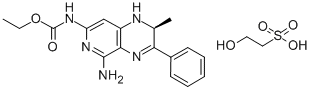 (-)-(S)-N-(5-氨基-2-甲基-3-苯基-l,2-二氢吡啶并[3,4-b]吡嗪-7-基)氨基甲酸乙酯 2-羟基乙基磺酸盐 结构式