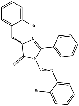 4-(o-Bromobenzylidene)-1-((o-bromobenzylidene)amino)-2-phenyl-2-imidaz olin-5-one 结构式