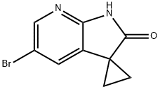5'-ブロモスピロ[シクロプロパン-1,3'-ピロロ[2,3-B]ピリジン]-2'(1'H)-オン 化学構造式