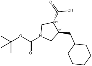 (3R,4R)-REL-4-(环己基甲基)-1,3-吡咯烷二羧酸 1-叔丁酯 结构式