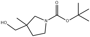 1-Pyrrolidinecarboxylic acid, 3-(hydroxymethyl)-3-methyl-, 1,1-dimethylethyl ester Structure