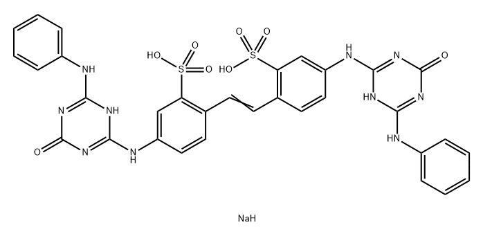disodium 4,4'-bis[[6-anilino-1,4-dihydro-4-oxo-1,3,5-triazin-2-yl]amino]stilbene-2,2'-disulphonate Struktur