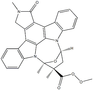 (9R)-2,3,9,10,11,12-ヘキサヒドロ-10β-メトキシ-2,9-ジメチル-1-オキソ-9α,12α-エポキシ-1H-ジインドロ[1,2,3-fg:3',2',1'-kl]ピロロ[3,4-i][1,6]ベンゾジアゾシン-10-カルボン酸メチル 化学構造式