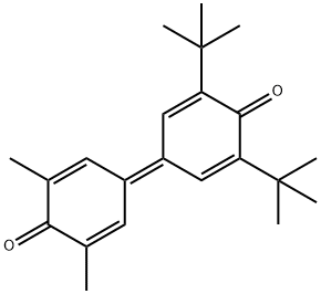 3,5-ジメチル-3’,5’-ジ-tert-ブチル-4,4’-ジフェノキノン 化学構造式