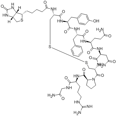 BIOTINYL-CYS-TYR-PHE-GLN-ASN-CYS-PRO-ARG-GLY-NH2 Structure