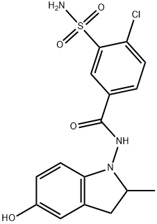 4-クロロ-N-(5-ヒドロキシ-2-メチル-1-インドリニル)-3-スルファモイルベンズアミド 化学構造式