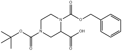 N-4-叔丁氧羰基-N-1-苄氧羰基-2-哌嗪羧酸, 126937-41-5, 结构式