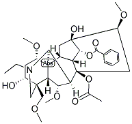 (16S)-20-エチル-1α,6α,16-トリメトキシ-4-メトキシメチルアコニタン-3α,8,13,14α-テトラオール8-アセタート14-(3,4-ジメトキシベンゾアート) 化学構造式
