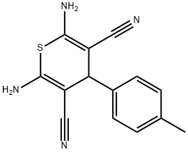 2,6-ジアミノ-4-(4-メチルフェニル)-4H-チオピラン-3,5-ジカルボニトリル 化学構造式