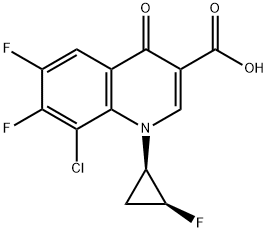 3-Quinolinecarboxylic acid, 8-chloro-6,7-difluoro-1-[(1R,2S)-2-fluorocyclopropyl]-1,4-dihydro-4-oxo- Structure