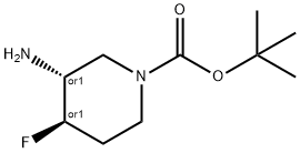 (3R,4R)-REL-3-アミノ-1-BOC-4-フルオロピペリジン 化学構造式