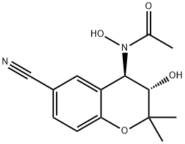 N-[(3S,4R)-6-CYANO-3,4-DIHYDRO-3-HYDROXY-2,2-DIMETHYL-2H-1-BENZOPYRAN-4-YL]-N-HYDROXYACETAMIDE Struktur