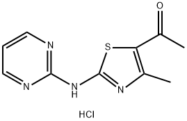 5-acetyl-4-methyl-2-(2-pyrimidinylamino)-1,3-thiazol-3-ium chloride 结构式