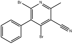 3-Cyano-4,6-dibromo-2-methyl-5-phenylpyridine Struktur
