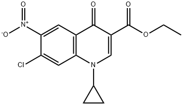 Ethyl 7-chloro-1-cyclopropyl-6-nitro-4-oxo-1,4-dihydro-3-quinolinecarboxylate 化学構造式