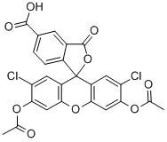 5(6)-カルボキシ-2′,7′-ジクロロフルオレセインジアセタート 化学構造式