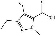 4-氯-3-乙基-1-甲基吡唑-5-甲酸,127892-62-0,结构式