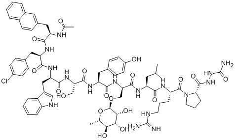 LHRH, Ac-2-Nal(1)-4-Cl-Phe(2)-Trp(3)-Ser(Rha)(6)-AzGlyNH2(10)- Struktur
