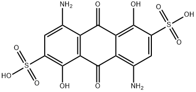 4,8-ジアミノ-9,10-ジヒドロ-1,5-ジヒドロキシ-9,10-ジオキソ-2,6-アントラセンジスルホン酸 化学構造式
