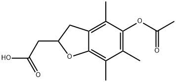 rac-5-(アセチルオキシ)-2,3-ジヒドロ-4,6,7-トリメチル-2α*-ベンゾフラン酢酸 化学構造式