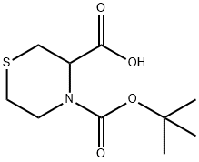 4-(TERT-ブトキシカルボニル)チオモルホリン-3-カルボン酸 化学構造式
