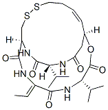 (1S,4Z,7S,10S,11E,20R)-4-ethylidene-7,20-dipropan-2-yl-9-oxa-15,16-dit hia-3,6,18,21-tetrazabicyclo[8.7.6]tricos-11-ene-2,5,8,19,22-pentone Struktur