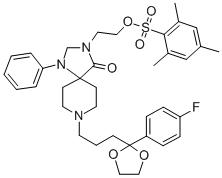 8-[4-(4-FLUOROPHENYL)-4,4-(ETHYLENDIOXY)BUTYL]-3-[2'-(2,4,6-TRIMETHYLPHENYLSULFONYLOXYETHYL)]-1-PHENYL-1,3,8-TRIAZASPIRO[4.5]DECAN-4-ONE Structure