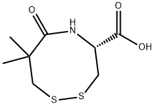 [R,(-)]-ヘキサヒドロ-7,7-ジメチル-6-オキソ-1,2,5-ジチアゾシン-4β-カルボン酸 化学構造式