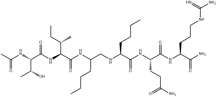 N-[2-[[N-(N-乙酰基-L-苏氨酰)-L-异亮氨酰]氨基]己基]-L-正亮氨酰-L-谷氨酰胺酰-L-精氨酰胺, 128657-47-6, 结构式