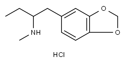 ((±))-N-Methyl-1-(3,4-methylenedioxyphenyl)-2-butylamine hydrochloride (MBDB) 化学構造式