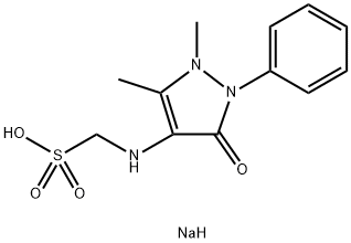 [(2,3-ジヒドロ-1,5-ジメチル-3-オキソ-2-フェニル-1H-ピラゾール-4-イル)アミノ]メタンスルホン酸ナトリウム 化学構造式