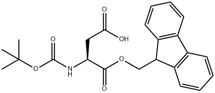 N-叔丁氧羰基-L-天冬氨酸 1-(9H-芴-9-基甲基)酯, 129046-87-3, 结构式