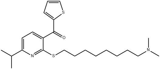 N,N-ジメチル-8-[[6-イソプロピル-3-(2-チエニルカルボニル)-2-ピリジル]チオ]-1-オクタンアミン 化学構造式