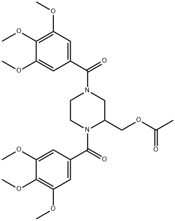 1,4-Bis(3,4,5-trimethoxybenzoyl)-2-piperazinemethanol acetate (ester) 化学構造式