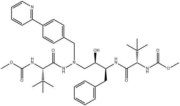 (3S,8R,9S,12S)-3,12-Bis(1,1-diMethylethyl)-8-hydroxy-4,11-dioxo-9-(phenylMethyl)-6-[[4-(2-pyridinyl)phenyl]Methyl]-,2,5,6,10,13-pentaazatetradecanedioic Acid 1,14-DiMethyl Ester Struktur