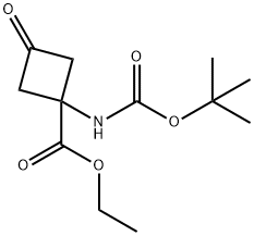 1-[(叔丁氧羰基)氨基]-3-氧代环丁烷羧酸乙酯 结构式